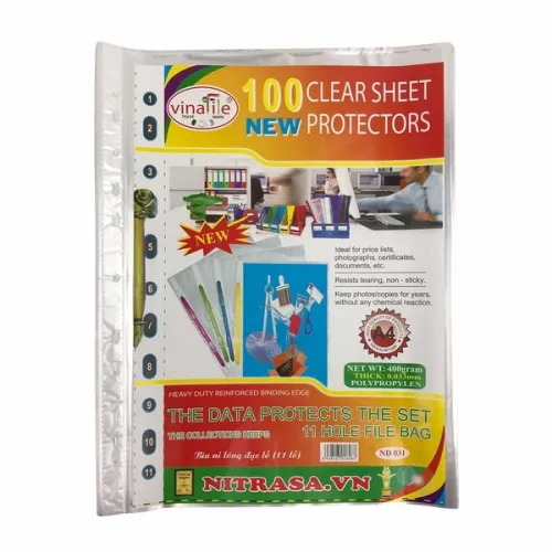 Bìa lỗ Nitrasa 100 tờ A4 400gr tem đỏ