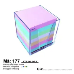 Giấy note 3x3 -5 màu không keo-có hộp