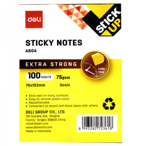 Giấy note 3x4 Deli màu vàng Giấy note 3x4 Deli màu vàng