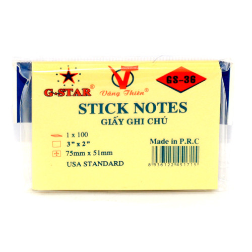 Giấy note 2x3 GStar màu vàng