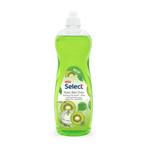 Nước rửa chén Coop Select hương trà xanh-kiwi chai 750g