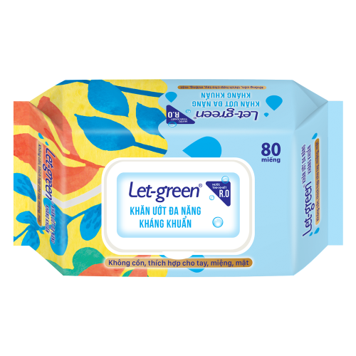 Khăn ướt đa năng kháng khuẩn Let-green 80 miếng Khăn ướt đa năng kháng khuẩn Let-green 80 miếng