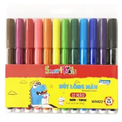 Viết lông màu rửa được Smart Kids WM03 12 màu Viết lông màu rửa được Smart Kids WM03 12 màu