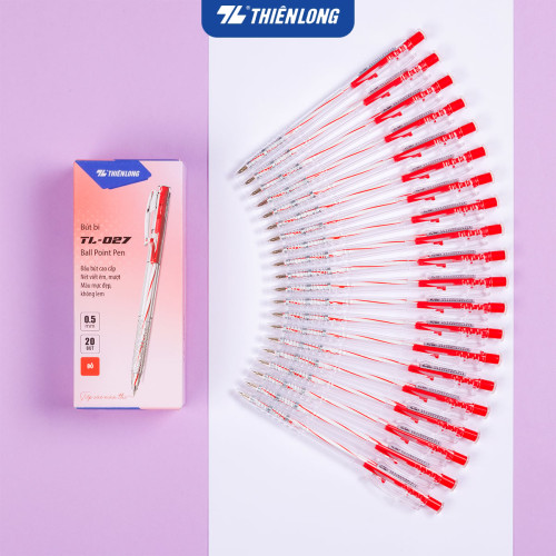 Bút Bi Thiên Long TL-027 Đỏ - Nét 0.5mm (Chính Hãng)