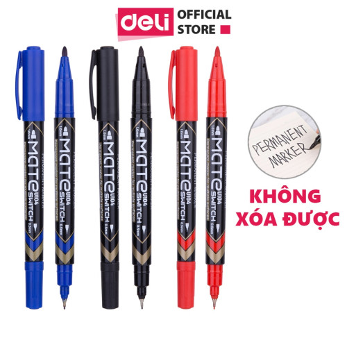 Bút dạ kính 2 đầu đỏ Deli EU10420