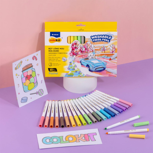 Bút lông dầu Thiên Long 20 màu colorkit SWM 009 Pastel Bút lông dầu Thiên Long 20 màu colorkit SWM 009 Pastel