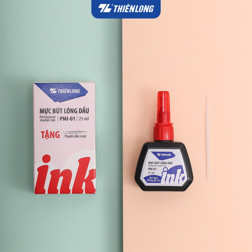 Mực lông dầu Thiên Long PMI-01 25ml Đỏ Mực lông dầu Thiên Long PMI-01 25ml Đỏ